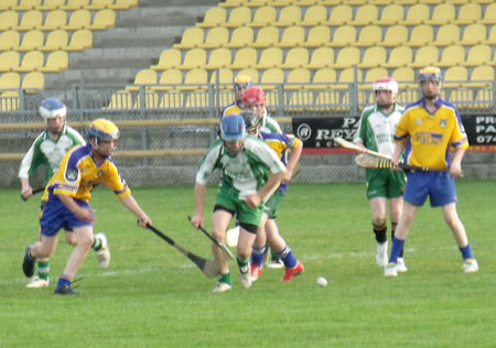 Action from the under 14 Donegal hurling championship final.