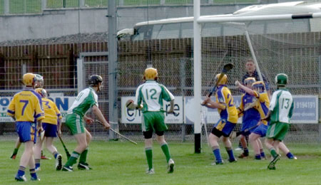 Action from the under 14 Donegal hurling championship final.