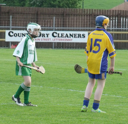 Action from the under 14 Donegal hurling championship final.