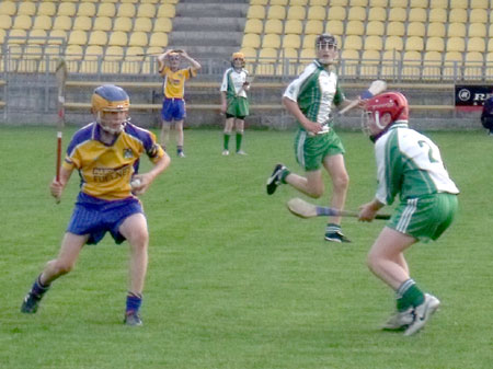 Action from the under 14 Donegal hurling championship final.