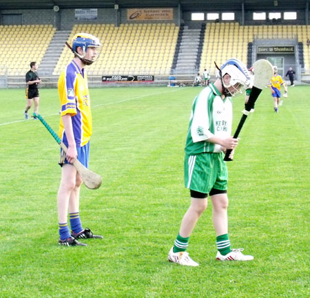 Action from the under 14 Donegal hurling championship final.