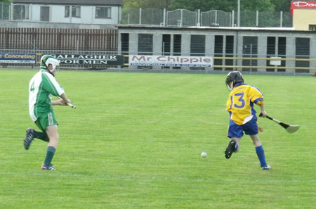 Action from the under 14 Donegal hurling championship final.