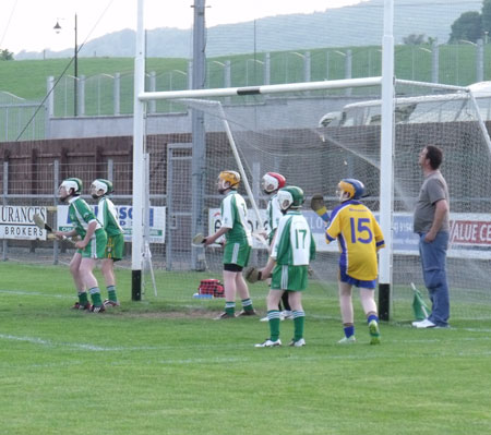 Action from the under 14 Donegal hurling championship final.