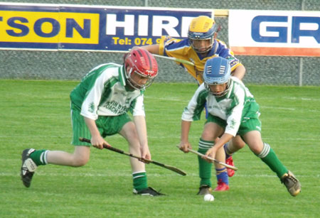 Action from the under 14 Donegal hurling championship final.