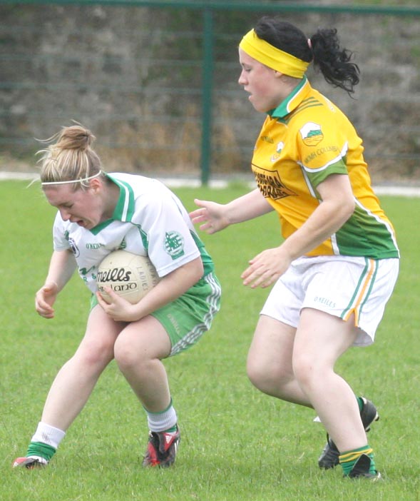 Aodh Ruadh in action against Naomh Columba in the Ladies league.