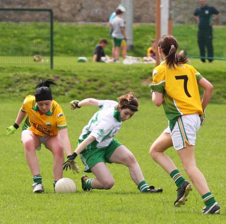 Aodh Ruadh in action against Naomh Columba in the Ladies league.