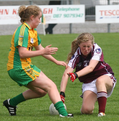 Action from the All-Ireland ladies minor football final between Donegal and Galway..