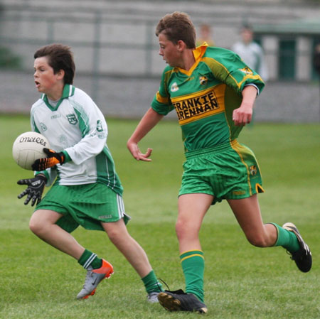 Action from the minor championship quarter-final between Aodh Ruadh and Four Masters.