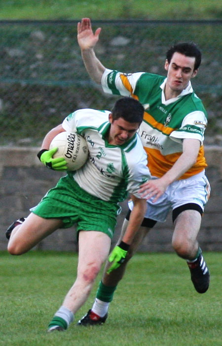 Action from the senior reserve division two match against Kilcar.