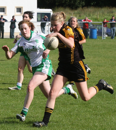 Action from the 2010 ladies intermediate championship final between Aodh Ruadh and Malin.