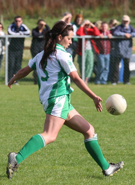 Action from the 2010 ladies intermediate championship final between Aodh Ruadh and Malin.