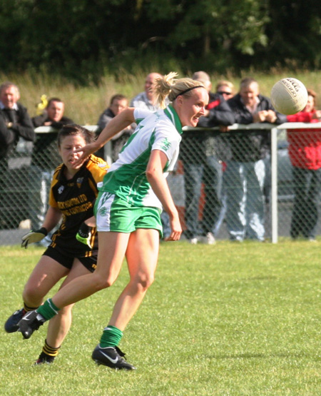 Action from the 2010 ladies intermediate championship final between Aodh Ruadh and Malin.