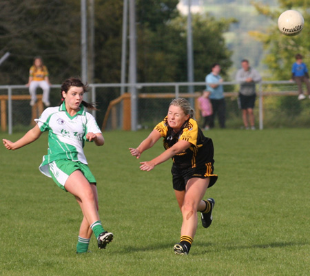 Action from the 2010 ladies intermediate championship final between Aodh Ruadh and Malin.