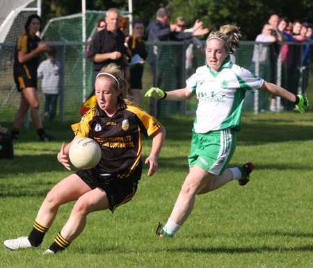 Action from the 2010 ladies intermediate championship final between Aodh Ruadh and Malin.