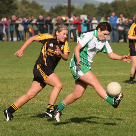 Action from the 2010 ladies intermediate championship final between Aodh Ruadh and Malin.