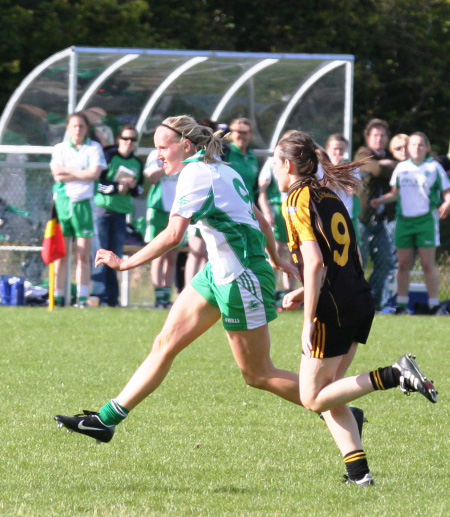 Action from the 2010 ladies intermediate championship final between Aodh Ruadh and Malin.