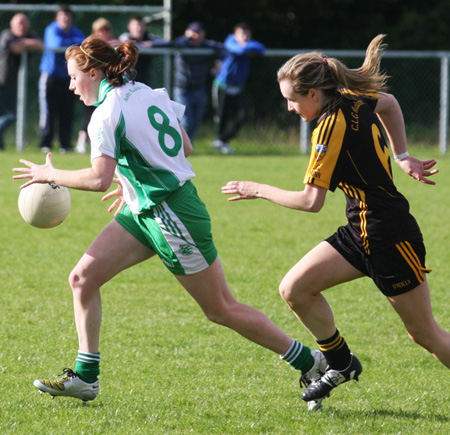 Action from the 2010 ladies intermediate championship final between Aodh Ruadh and Malin.