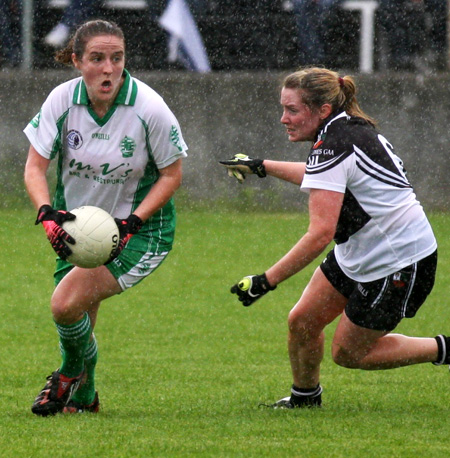 Action from the 2010 ladies intermediate championship final between Aodh Ruadh and Malin.