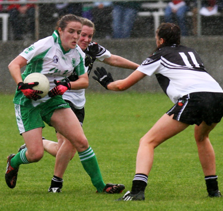 Action from the 2010 ladies intermediate championship final between Aodh Ruadh and Malin.