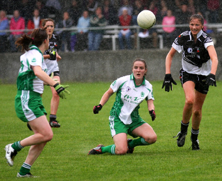 Action from the 2010 ladies intermediate championship final between Aodh Ruadh and Malin.