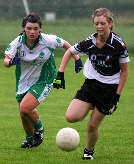 Action from the 2010 ladies intermediate championship final between Aodh Ruadh and Malin.