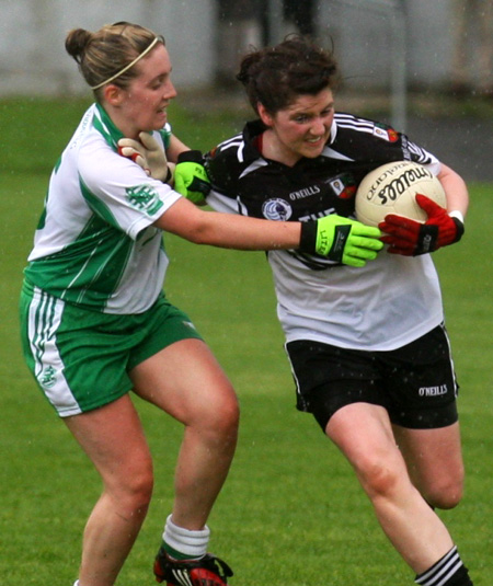 Action from the 2010 ladies intermediate championship final between Aodh Ruadh and Malin.