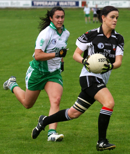 Action from the 2010 ladies intermediate championship final between Aodh Ruadh and Malin.