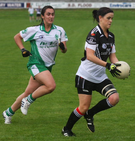 Action from the 2010 ladies intermediate championship final between Aodh Ruadh and Malin.