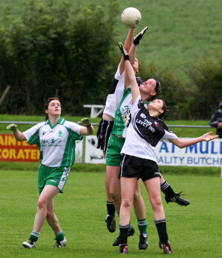 Action from the 2010 ladies intermediate championship final between Aodh Ruadh and Malin.