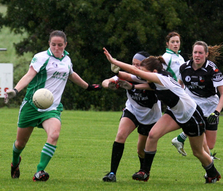 Action from the 2010 ladies intermediate championship final between Aodh Ruadh and Malin.