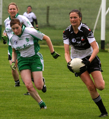 Action from the 2010 ladies intermediate championship final between Aodh Ruadh and Malin.