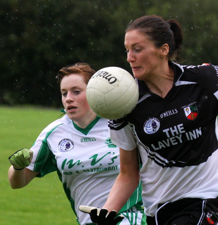 Action from the 2010 ladies intermediate championship final between Aodh Ruadh and Malin.