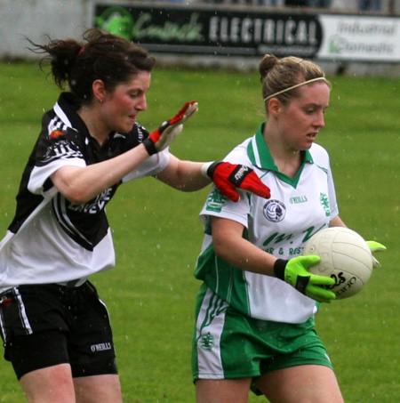 Action from the 2010 ladies intermediate championship final between Aodh Ruadh and Malin.