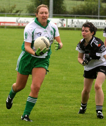 Action from the 2010 ladies intermediate championship final between Aodh Ruadh and Malin.