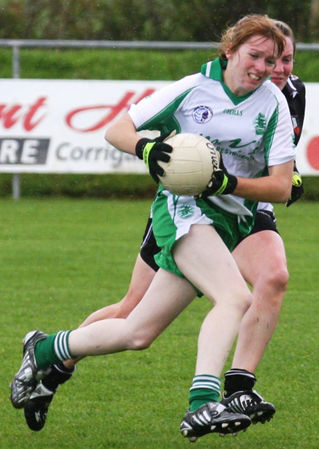 Action from the 2010 ladies intermediate championship final between Aodh Ruadh and Malin.