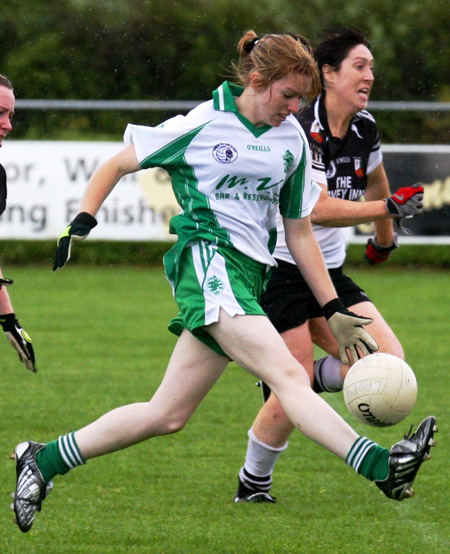 Action from the 2010 ladies intermediate championship final between Aodh Ruadh and Malin.