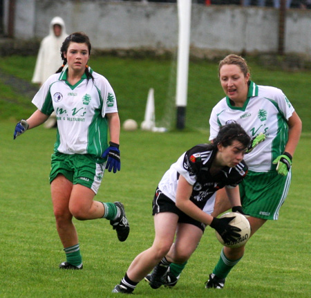 Action from the 2010 ladies intermediate championship final between Aodh Ruadh and Malin.