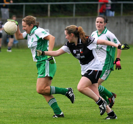 Action from the 2010 ladies intermediate championship final between Aodh Ruadh and Malin.