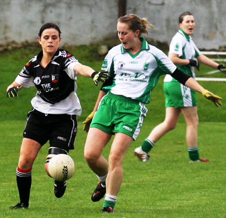 Action from the 2010 ladies intermediate championship final between Aodh Ruadh and Malin.