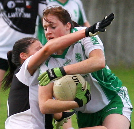 Action from the 2010 ladies intermediate championship final between Aodh Ruadh and Malin.