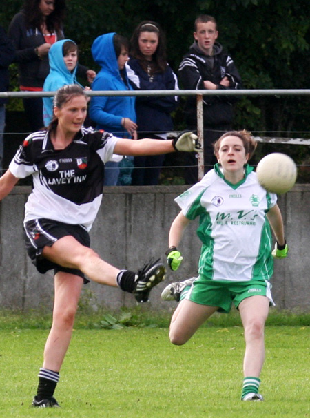 Action from the 2010 ladies intermediate championship final between Aodh Ruadh and Malin.