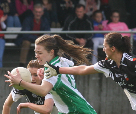 Action from the 2010 ladies intermediate championship final between Aodh Ruadh and Malin.