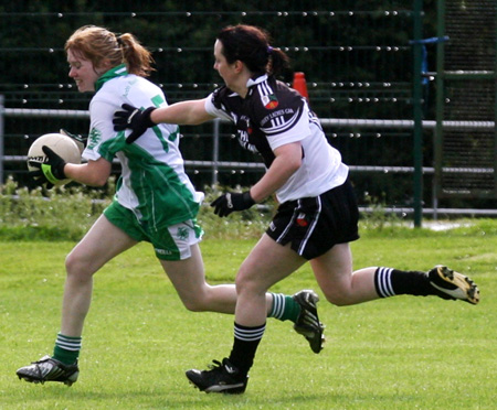 Action from the 2010 ladies intermediate championship final between Aodh Ruadh and Malin.