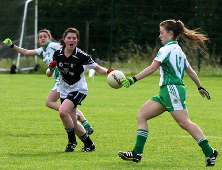 Action from the 2010 ladies intermediate championship final between Aodh Ruadh and Malin.