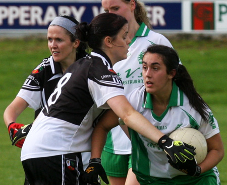 Action from the 2010 ladies intermediate championship final between Aodh Ruadh and Malin.