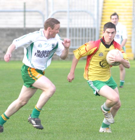 Action from the senior  division two match against MacCumhaill's.