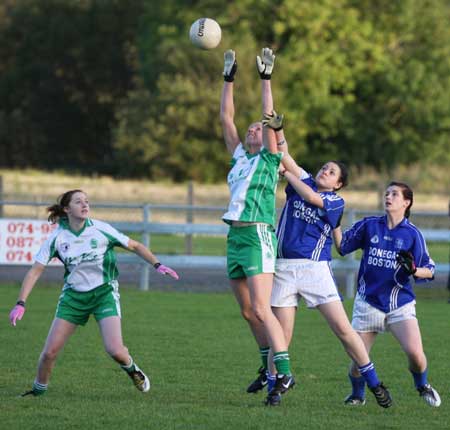 Action from the 2010 ladies intermediate league final between Aodh Ruadh and Glenties.