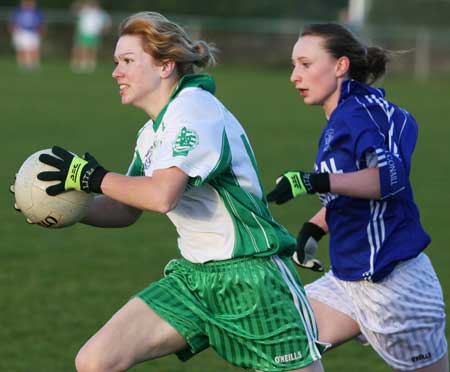 Action from the 2010 ladies intermediate league final between Aodh Ruadh and Glenties.