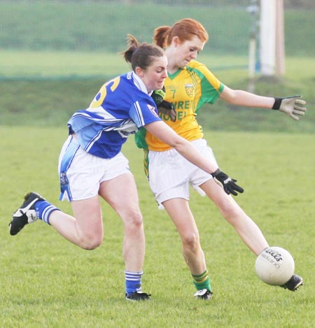 Action from the 2011 NFL division two clash between Donegal and Laois in Pirc Aoidh Ruaidh.