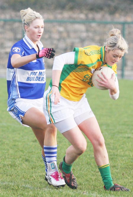 Action from the 2011 NFL division two clash between Donegal and Laois in Pirc Aoidh Ruaidh.